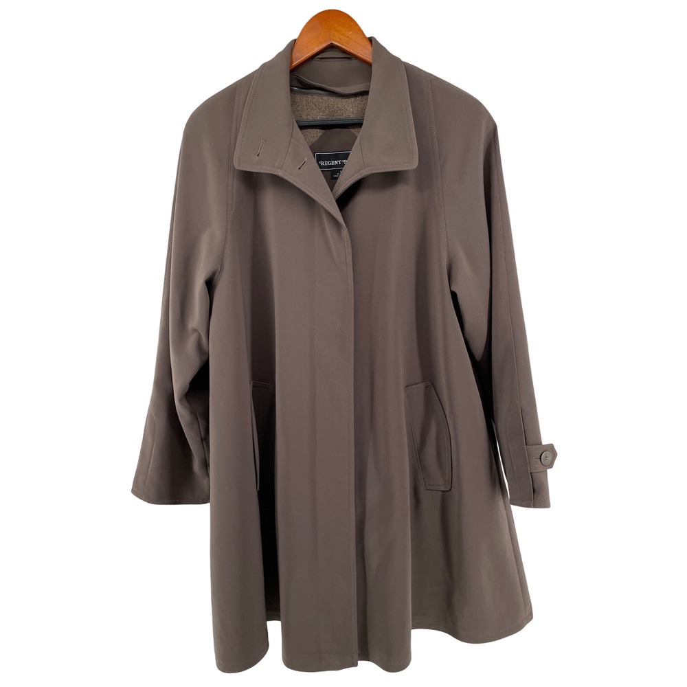 Regent Park Car Coat Womens Medium Brown Zip-Off Liner Long Jacket Minimalist